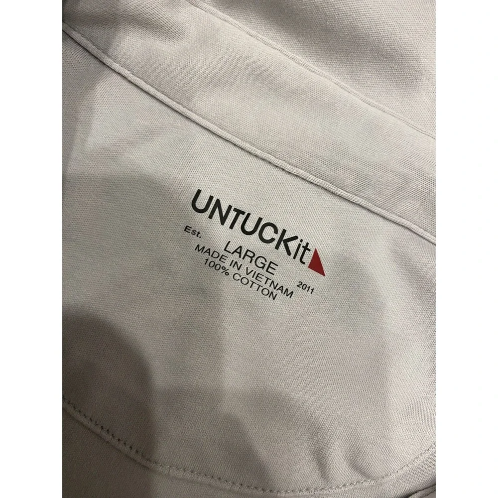 Untuckit Polo Shirt Mens Large Gray Cotton‎ Long Sleeve Buttons 100% Cotton Soft
